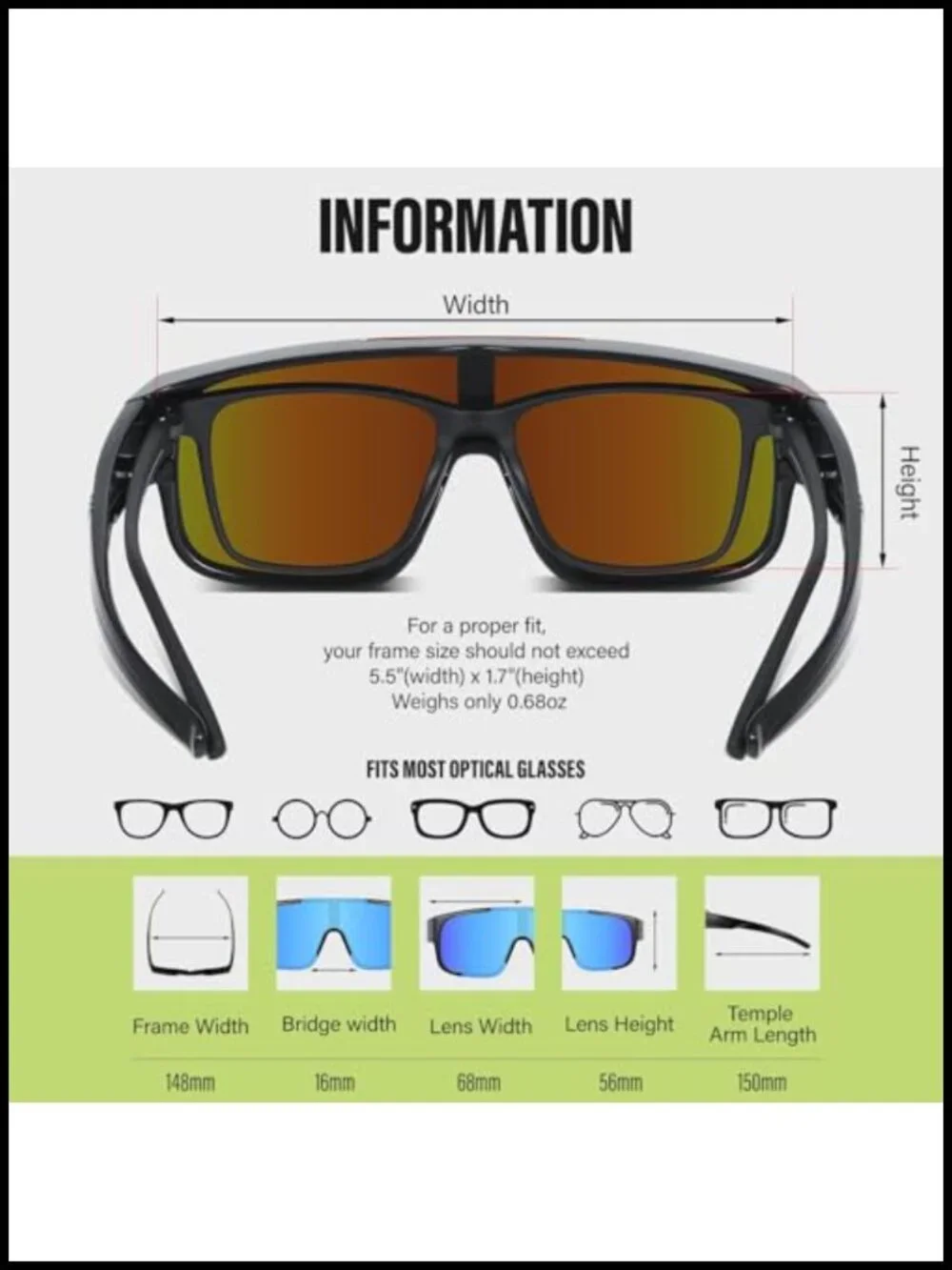 Polarized Fit Over Sunglasses UV400 Wrap Sports Driver